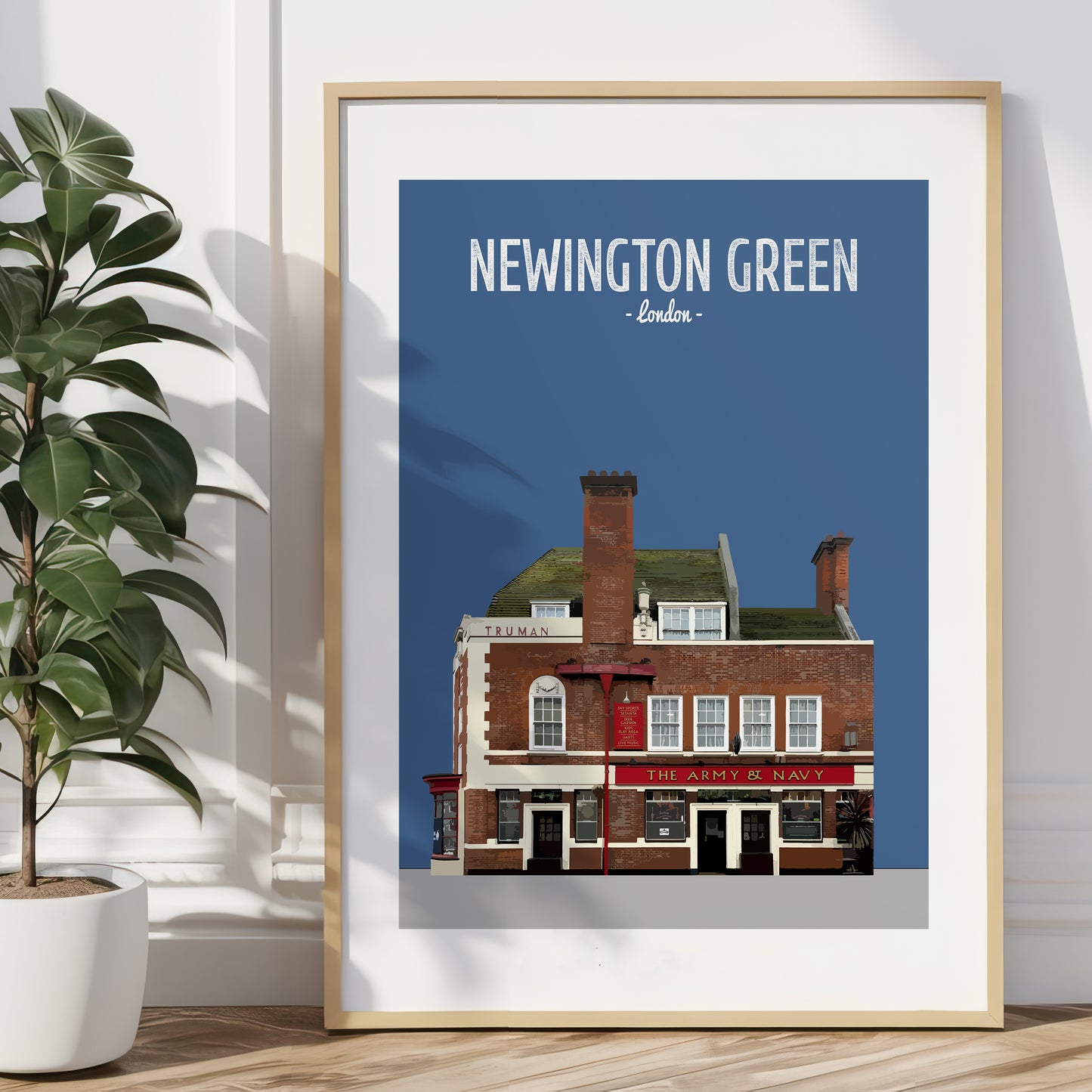 Newington Green print, The Army and Navy pub