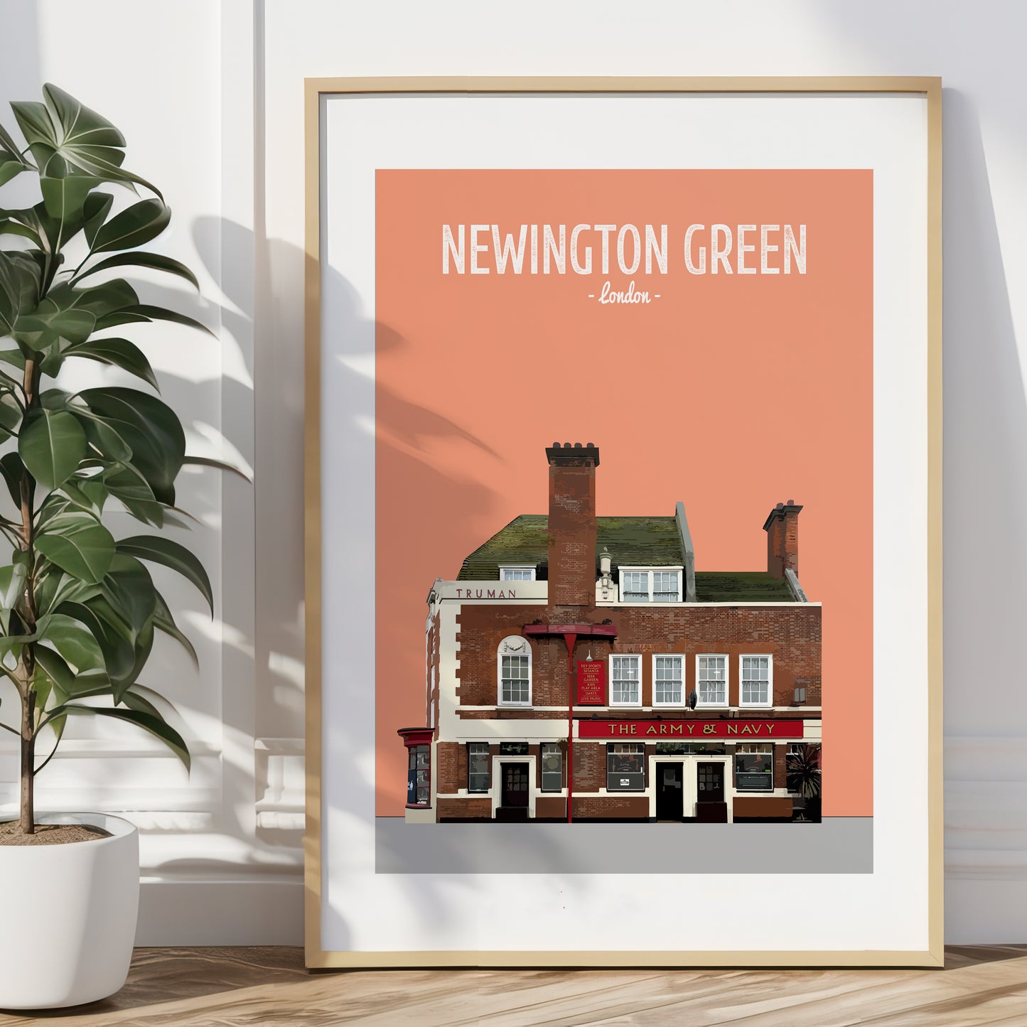 Newington Green print, The Army and Navy pub