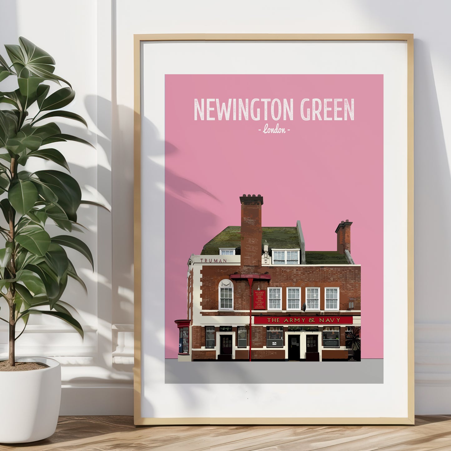 Newington Green print, The Army and Navy pub