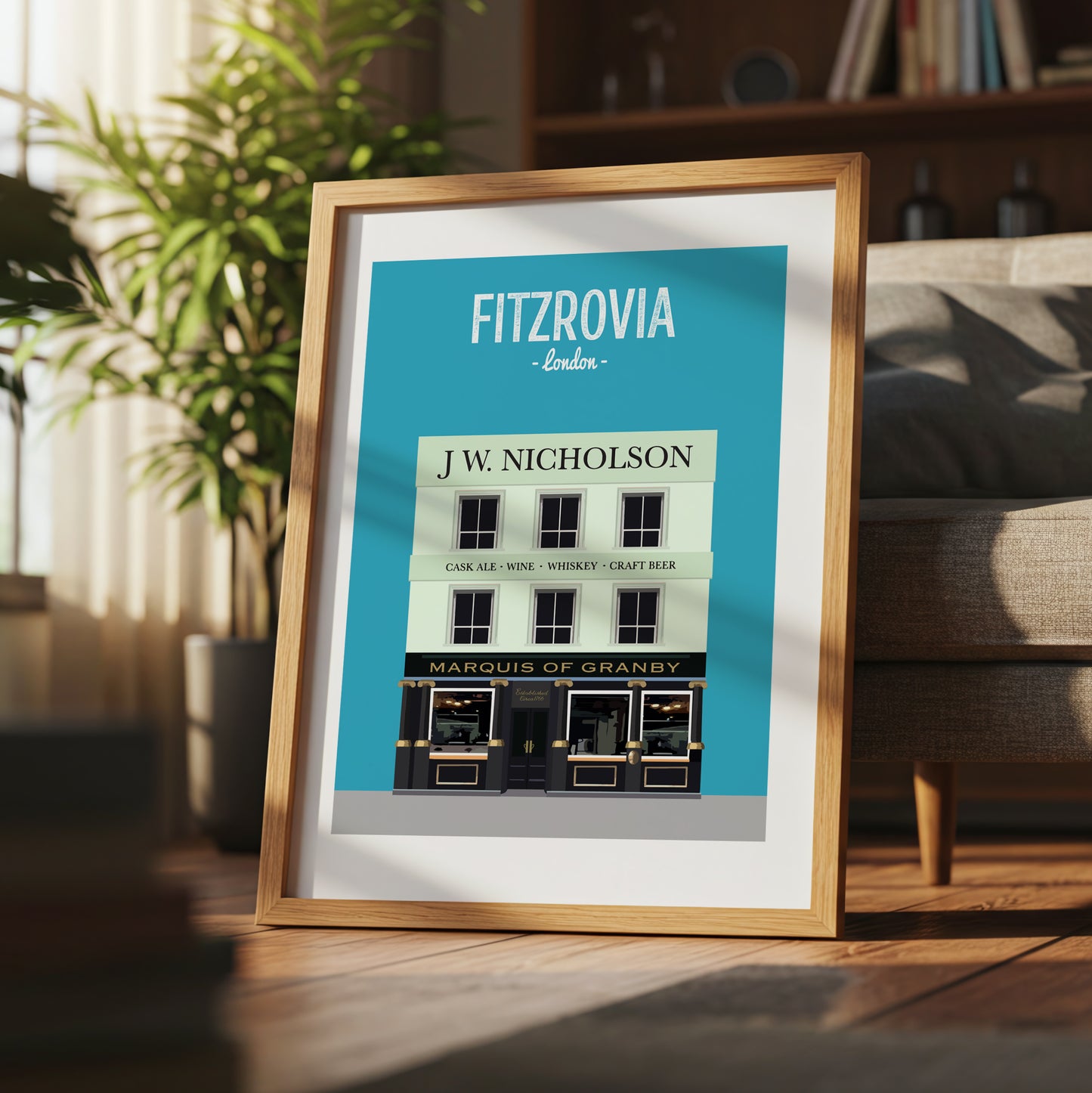 Fitzrovia print, The Marquis of Granby pub