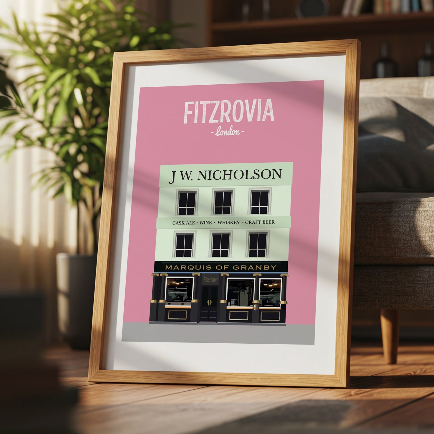 Fitzrovia print, The Marquis of Granby pub