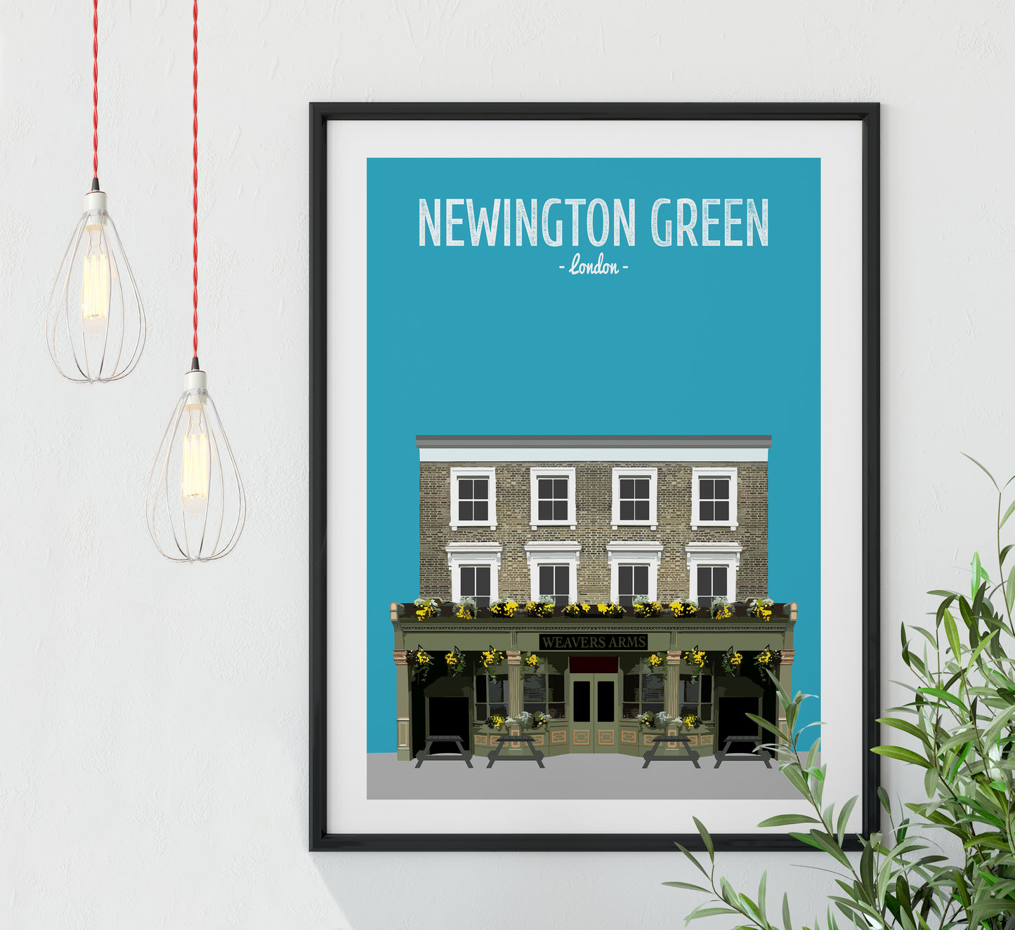 Newington Green print, The Weavers Arms pub