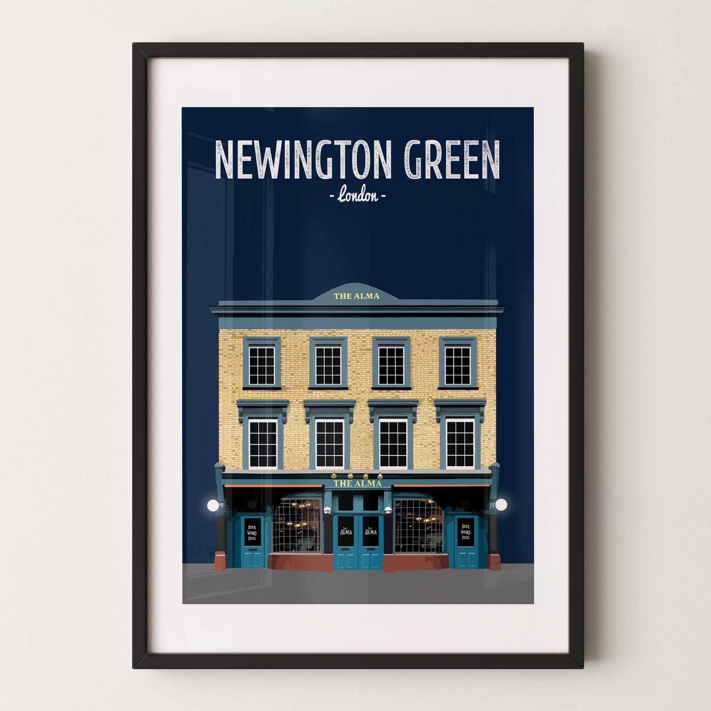 Newington Green print, The Alma pub