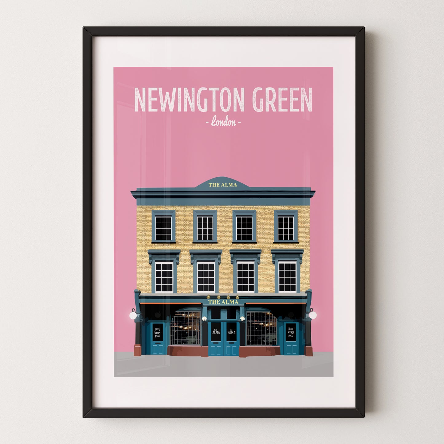 Newington Green print, The Alma pub