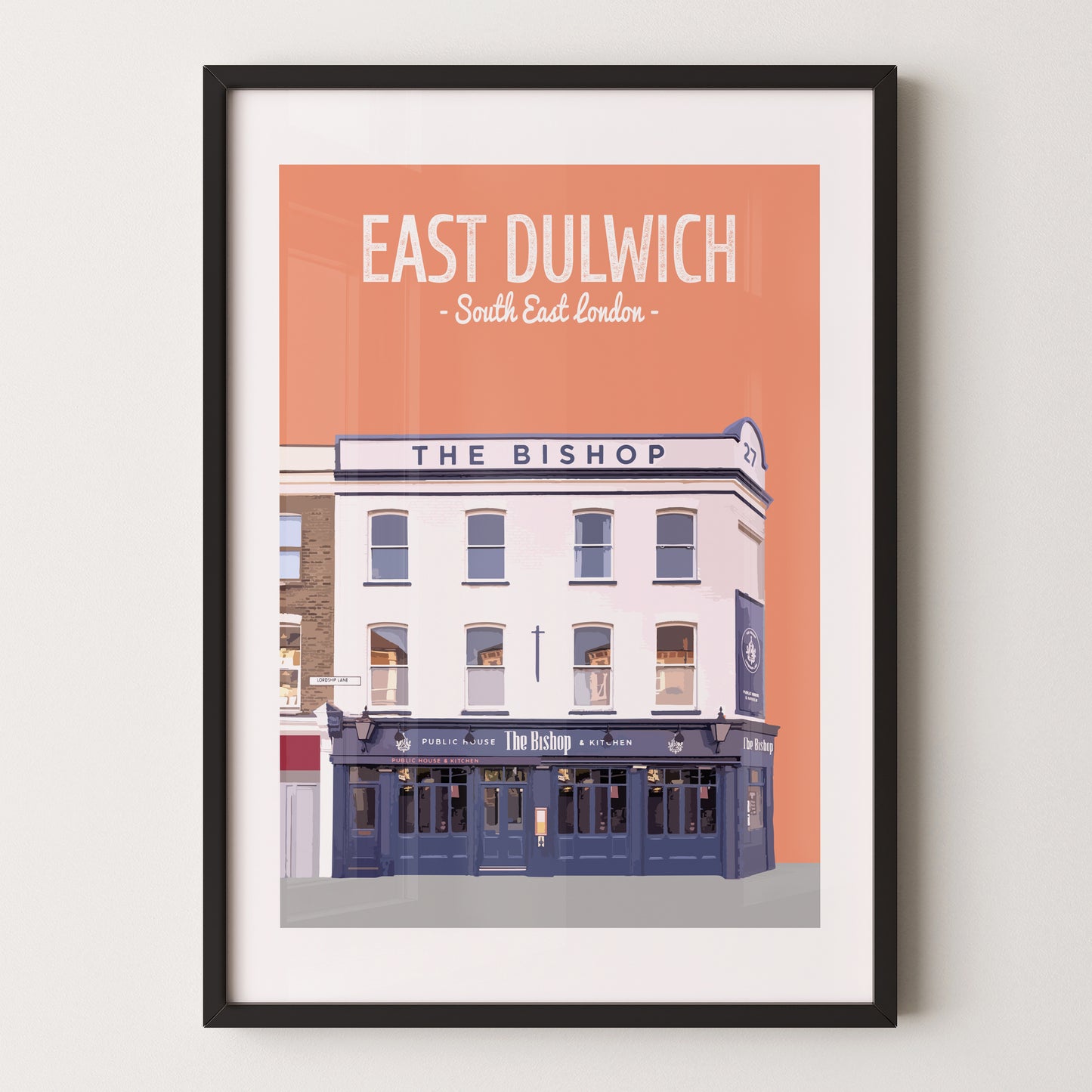 East Dulwich print, The Bishop pub