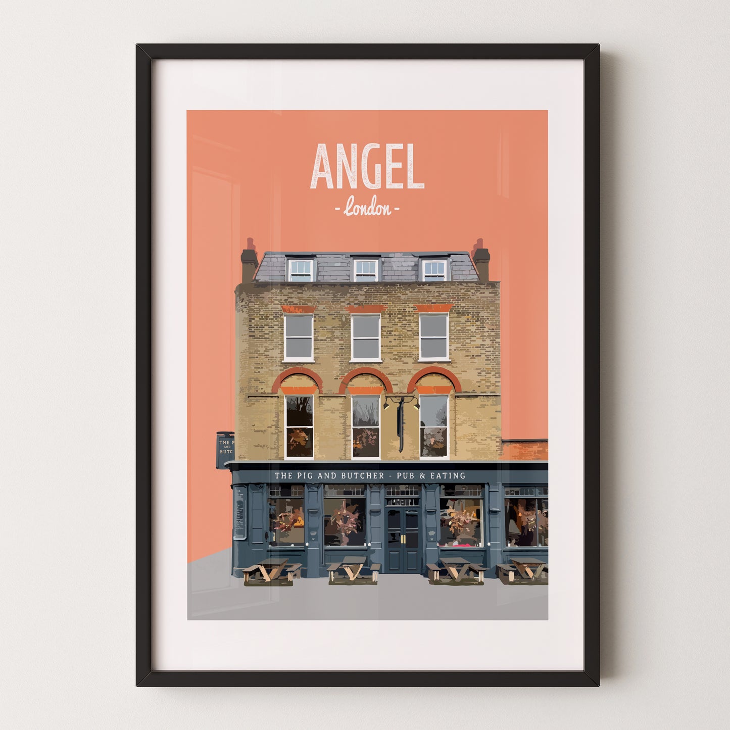 Angel print, The Pig and Butcher pub