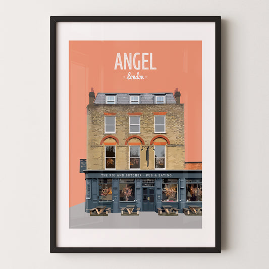 Angel print, The Pig and Butcher pub