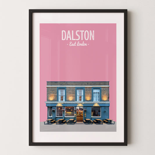 Dalston print, The Hunter S pub