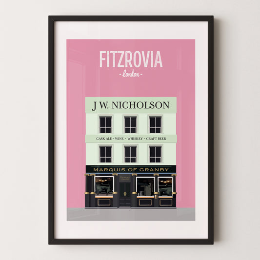 Fitzrovia print, The Marquis of Granby pub