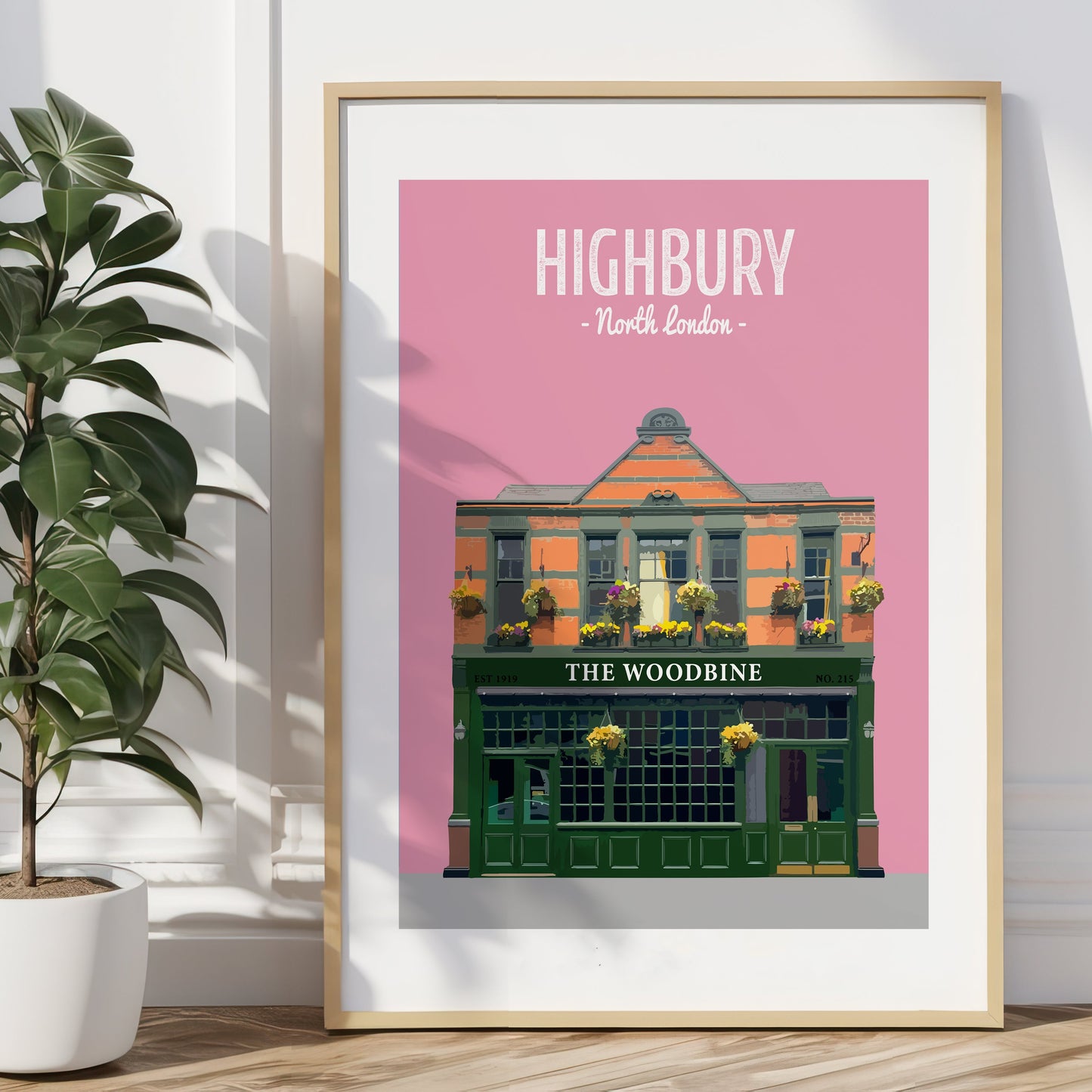Highbury print, The Woodbine pub